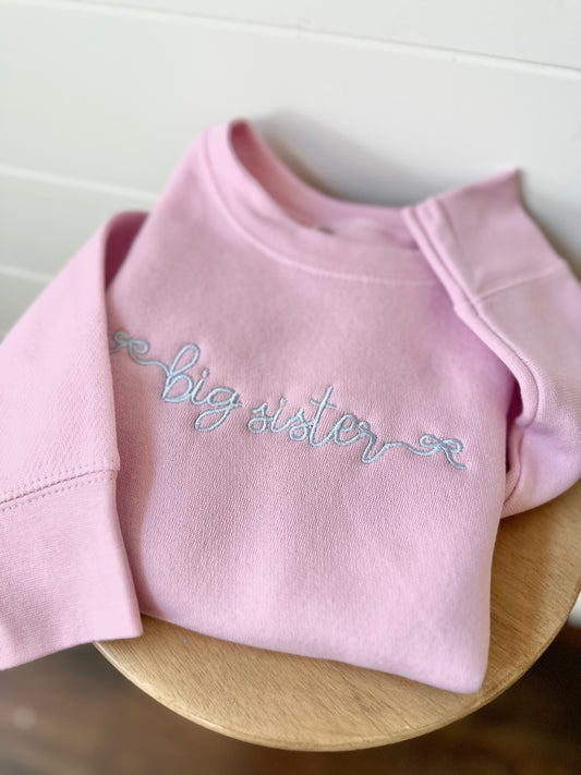 Big Sister Script Girly Crewneck Sweatshirt