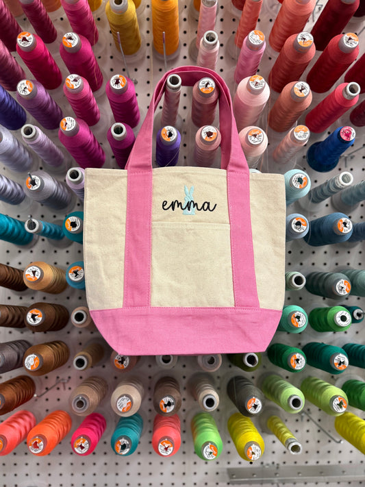 Girls Personalized Easter Basket Tote Bag