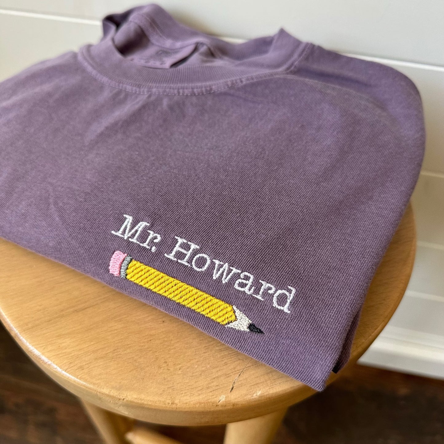 Custom Teacher Name Embroidered Comfort Colors Tee