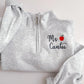 Custom Embroidered Apple Icon Teacher Quarter Zip
