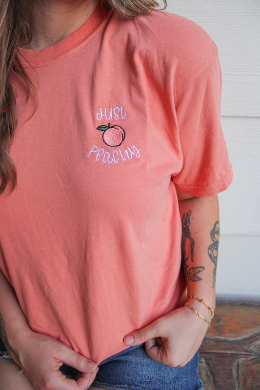 Just Peachy Embroidered Tee