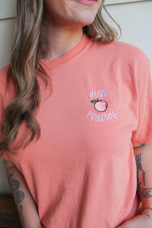 Just Peachy Embroidered Tee