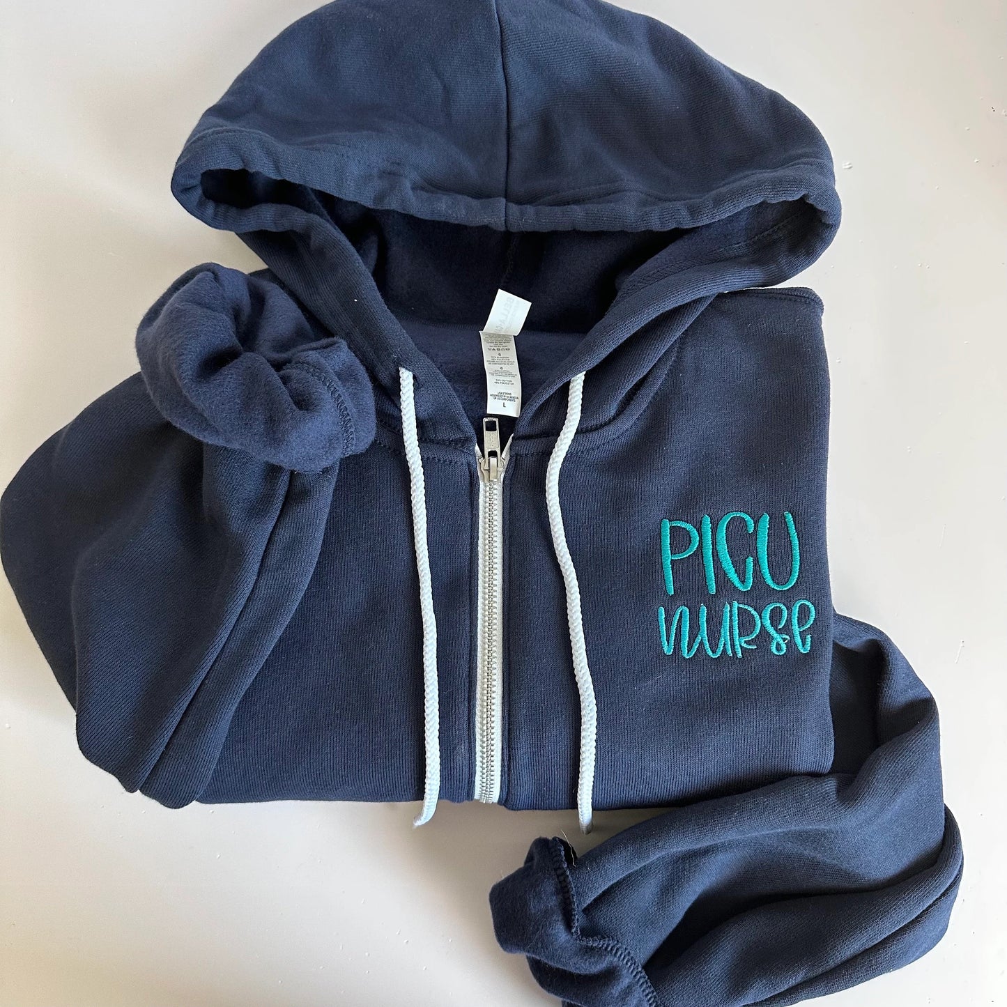 PICU Nurse Embroidered Zip Up Hoodie