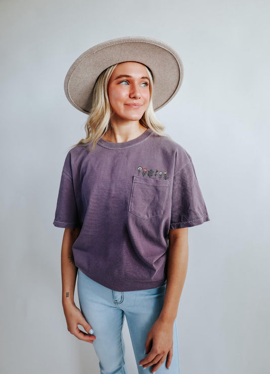 Wildflower Embroidered Pocket Tee