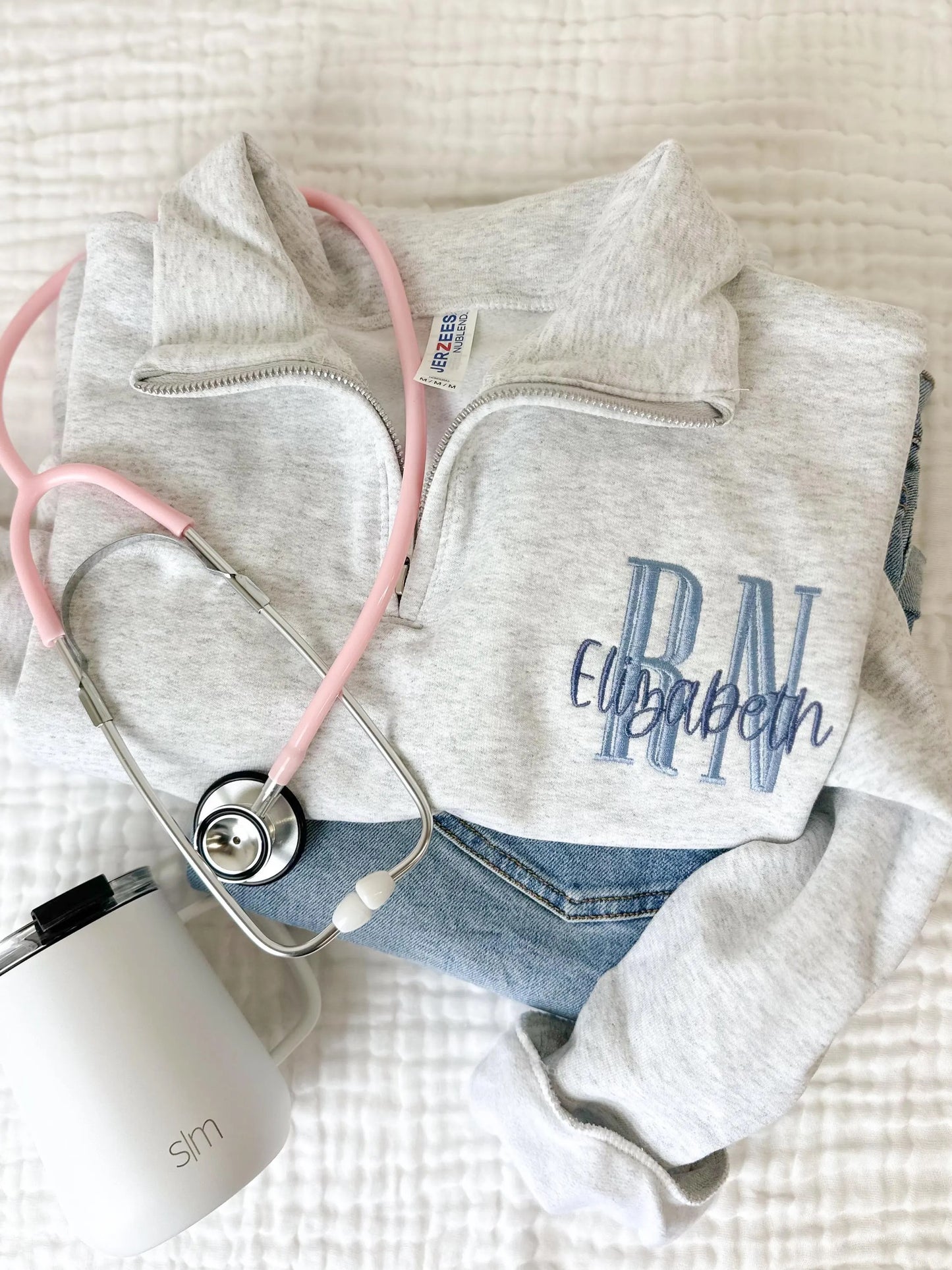 Personalized RN Embroidered Quarter Zip