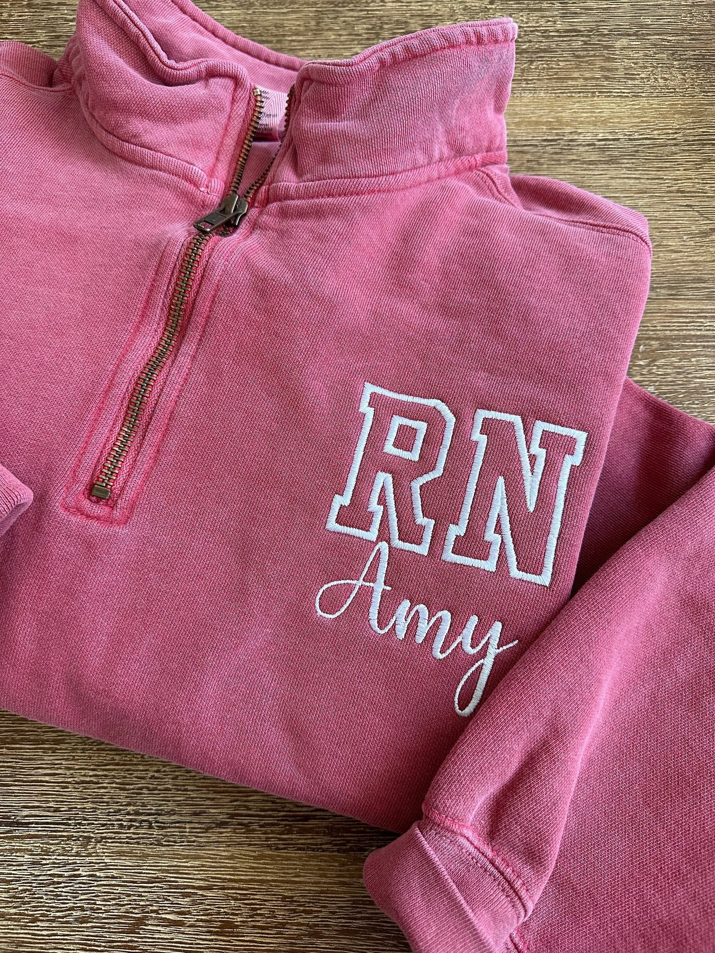 Custom RN Name Embroidered Comfort Colors Quarter Zip