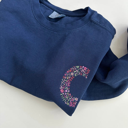 Floral Monogrammed Comfort Colors Crewneck