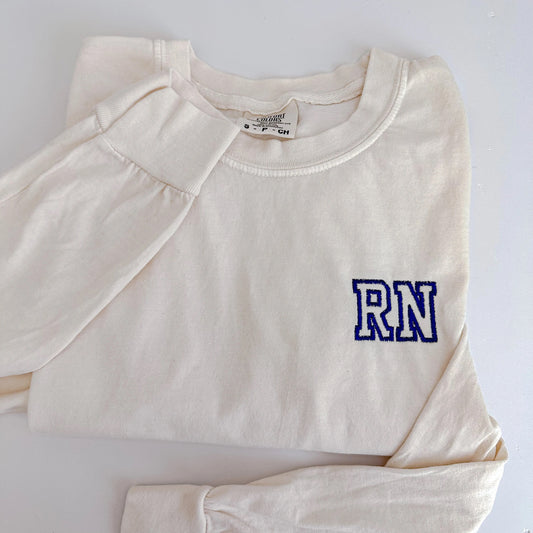 Embroidered RN Comfort Colors Long Sleeve Tee