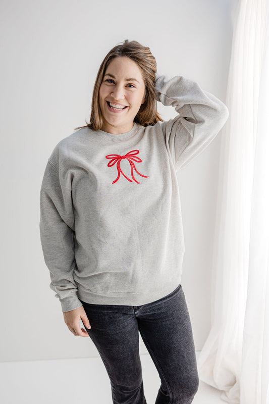 Minimal Bow Embroidered Crewneck