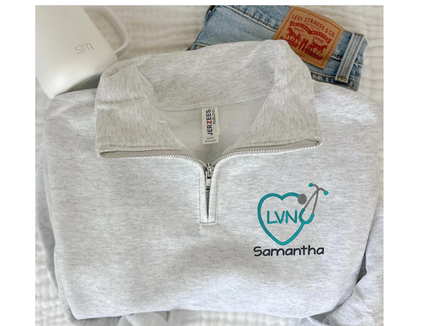 Personalized LVN Nurse Embroidered Quarter Zip