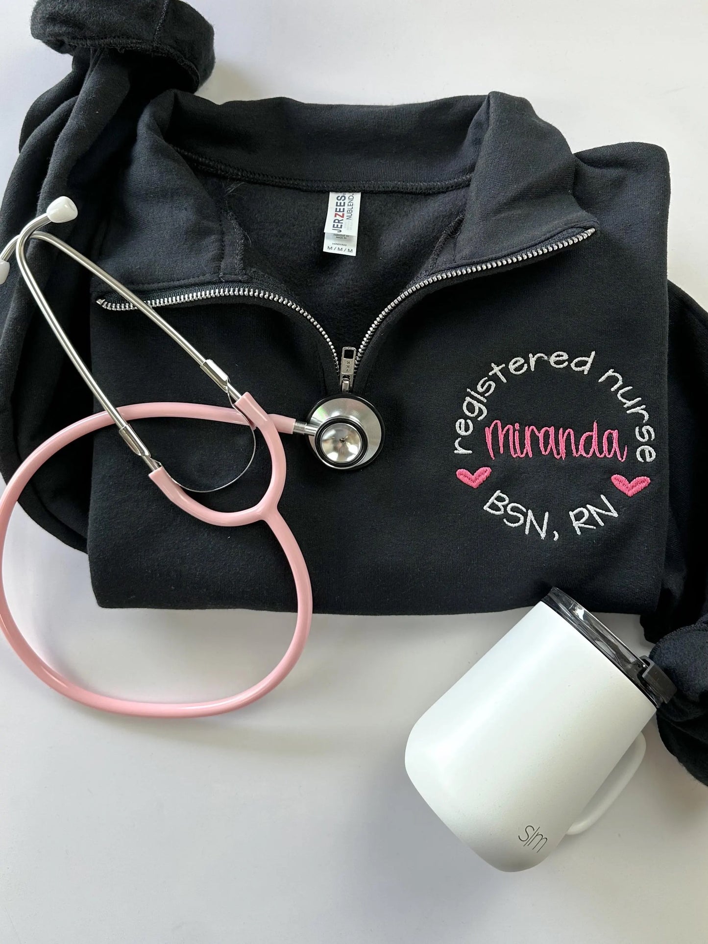 Personalized Nurse Embroidered Quarter Zip