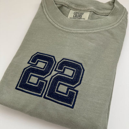 Sports Number Chain Stitch Comfort Colors Tee
