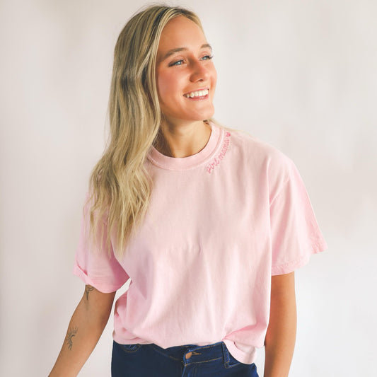 Custom Embroidered Collar Tee - Comfort Colors Personalized Tee