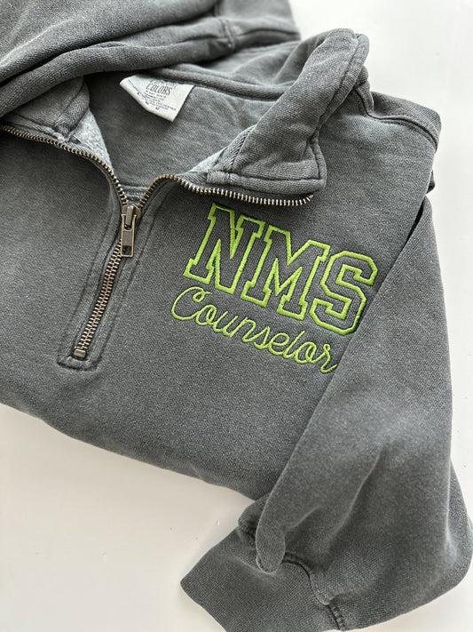 Embroidered Custom School Comfort Colors Quarter Zip Sweatshirt