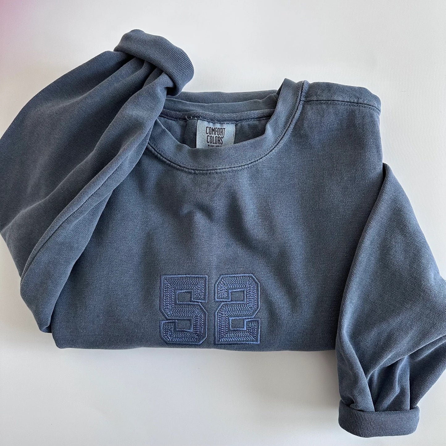 Embroidered Chain Stitch Sports Number Crew