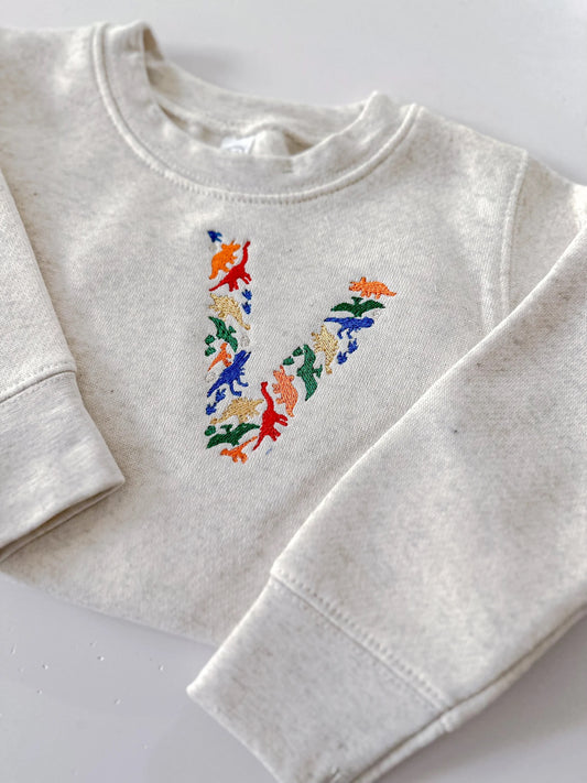 Toddler Dinosaur Monogrammed Initial Sweatshirt