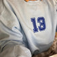 Embroidered Chain Stitch Sports Number Crew