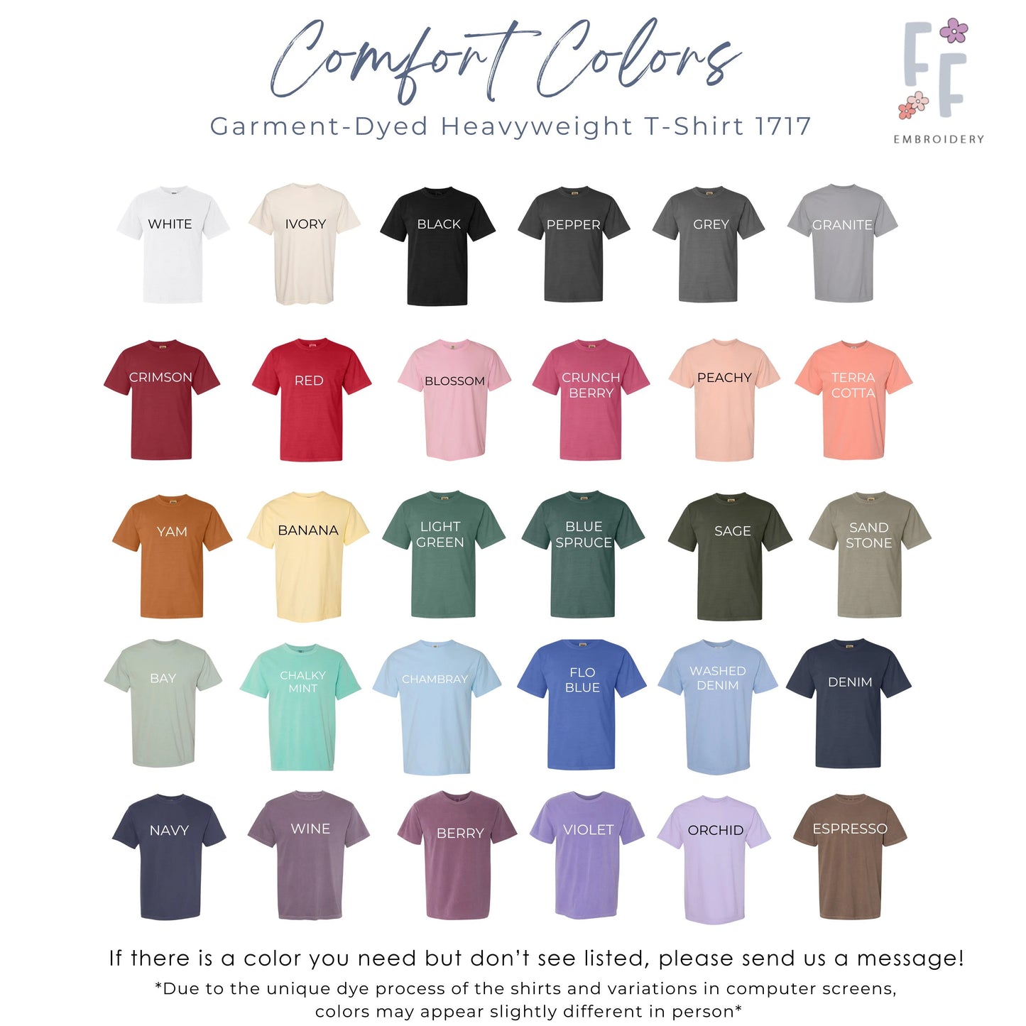 Custom Teacher Name Embroidered Comfort Colors Tee