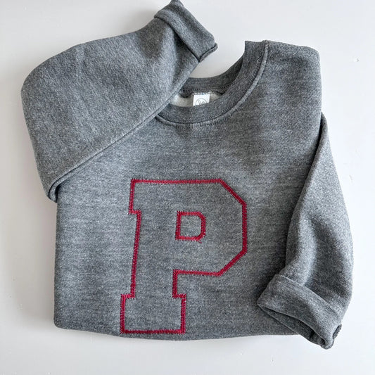 Toddler Large Varsity Initial Monogrammed Crewneck