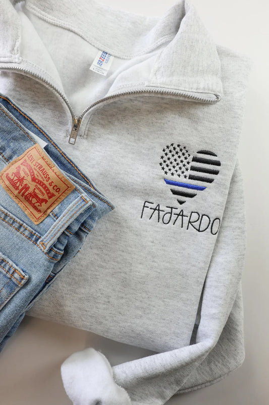 Thin Blue Line Police Law Enforcement Quarter Zip