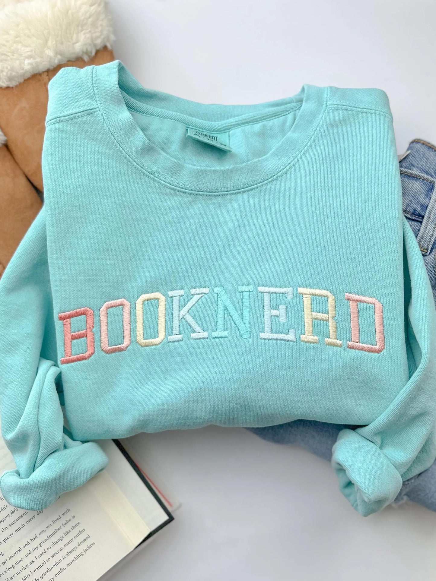Booknerd Embroidered Comfort Colors Crew