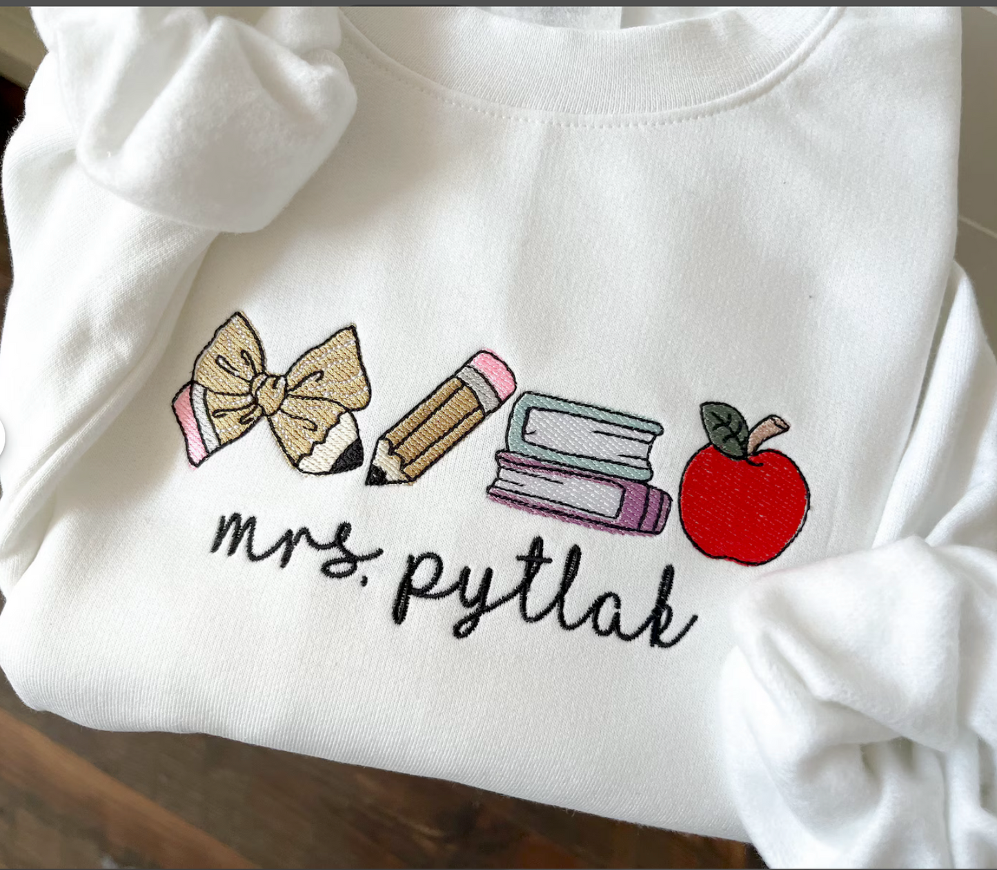Personalized Teacher Icon Embroidered Crew