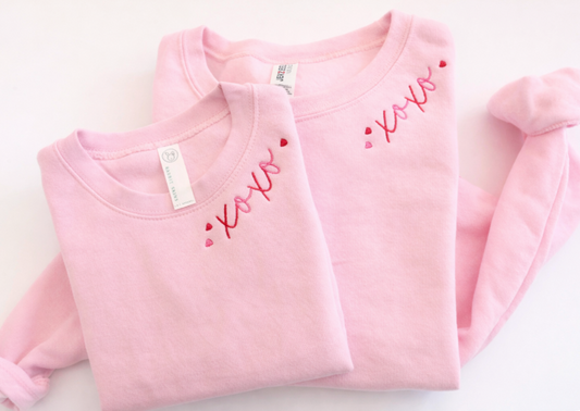 XOXO Embroidered Toddler Neckline Crew