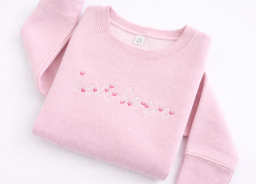 Toddler Girls Heart Monogrammed Crewneck