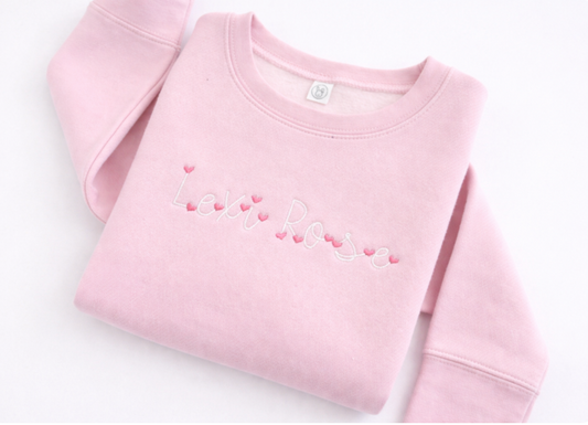 Toddler Girls Heart Monogrammed Crewneck