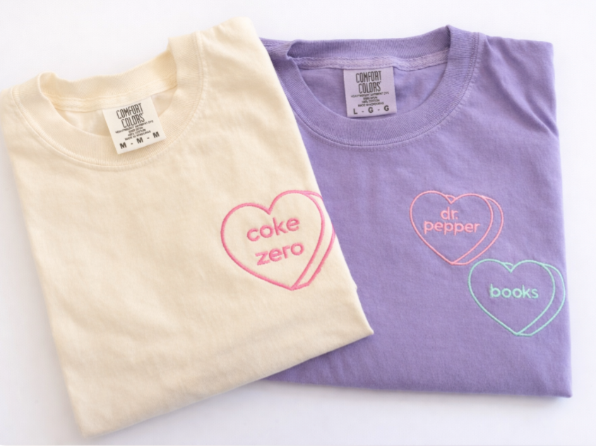 Peresonalized Conversation Heart Embroidered Tee