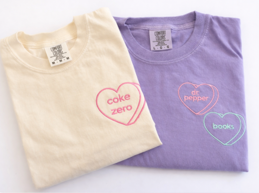 Peresonalized Conversation Heart Embroidered Tee