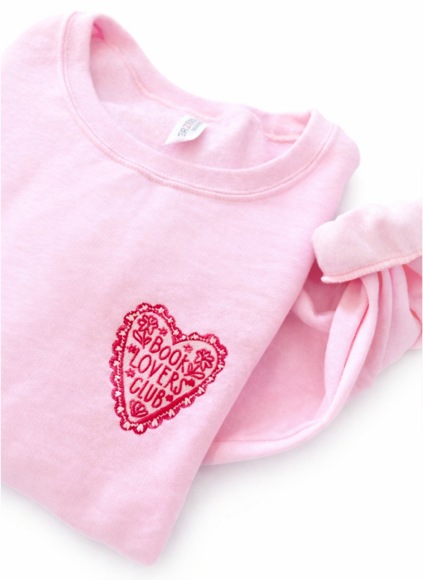 Girly Book Lovers Club Embroidered Crew
