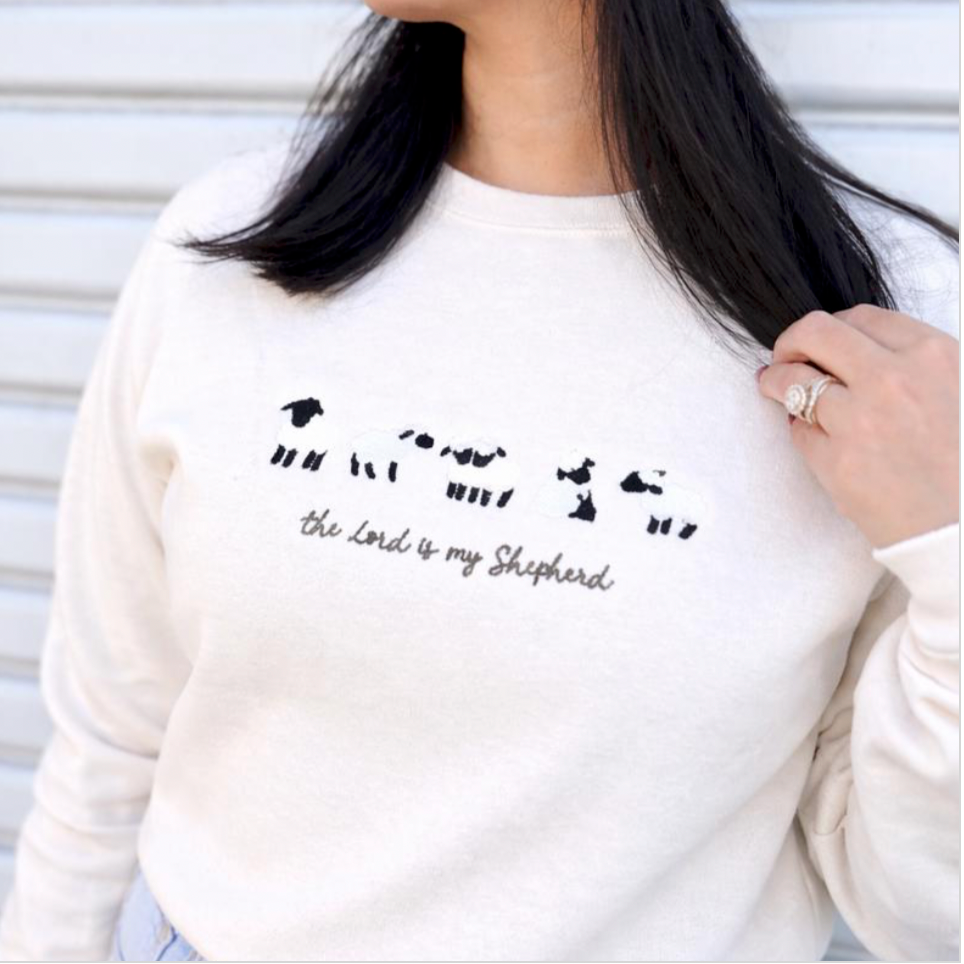 The Lord is my Shepherd Embroidered Crew