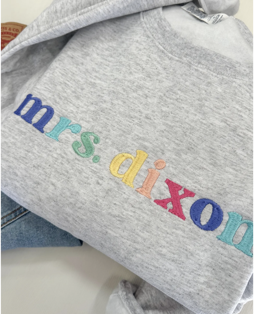 Custom Multicolor Embroidered Crew