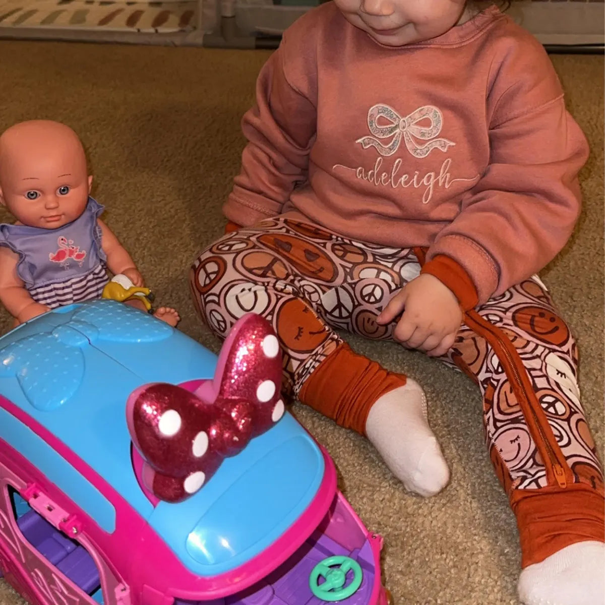 Girls Personalized Bow Appliqué Crewneck Sweater