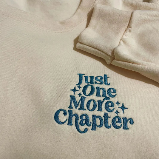 Just One More Chapter Embroidered Crew