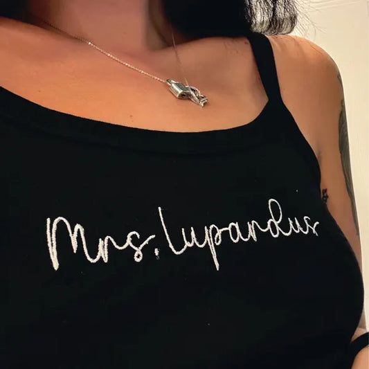 Personalized Embroidered Spaghetti Strap Crop