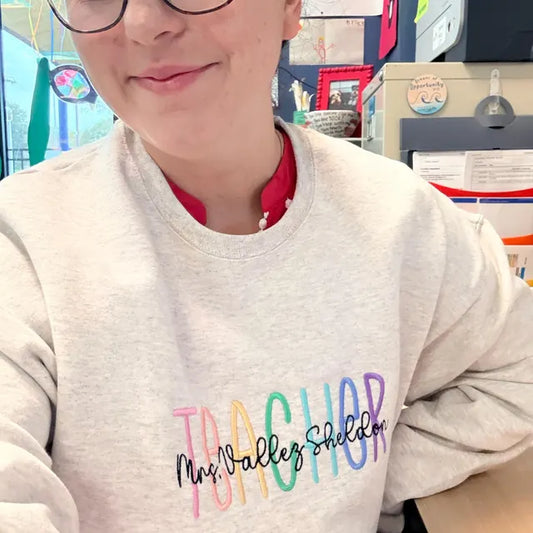 Teacher Multicolor Personalized Crew
