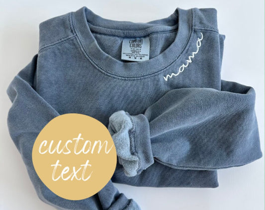 Comfort Colors Custom Embroidered Neckline Crewneck Sweatshirt