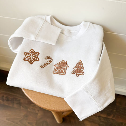 Gingerbread Cookie Embroidered Toddler Crew