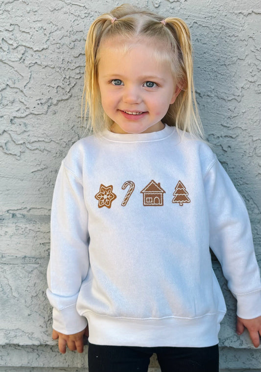 Gingerbread Cookie Embroidered Toddler Crew