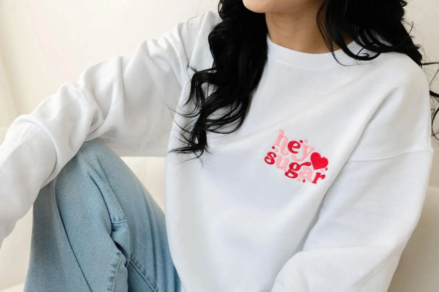 Hey Sugar Embroidered Crew