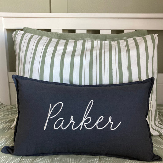 Custom Embroidered Name Pillow Cover - Personalized Embroidered Monogrammed Pillowcase - Kids Room Pillow Decor