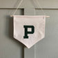 Custom Embroidered Initial Banner - Pennant Flag Wall Hanging - Canvas Monogrammed Name Banner - Kids Room Decor - Boys Girls Room Wall Art