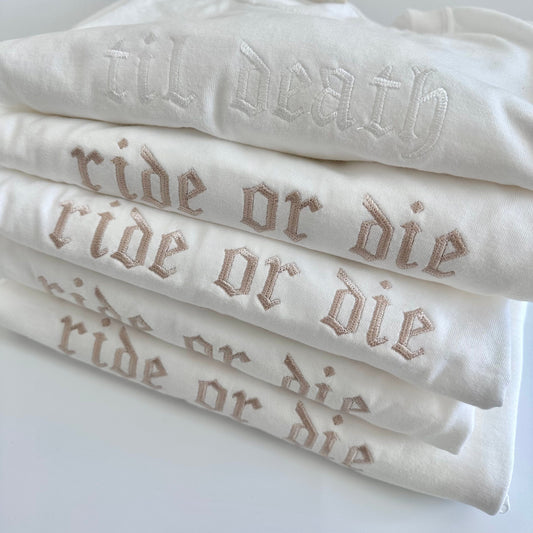 Custom Comfort Colors Bridal Party Embroidered T Shirt- Custom Text - Bridesmaid Gift - Personalized Gift - Maid of Honor - Bachelorette