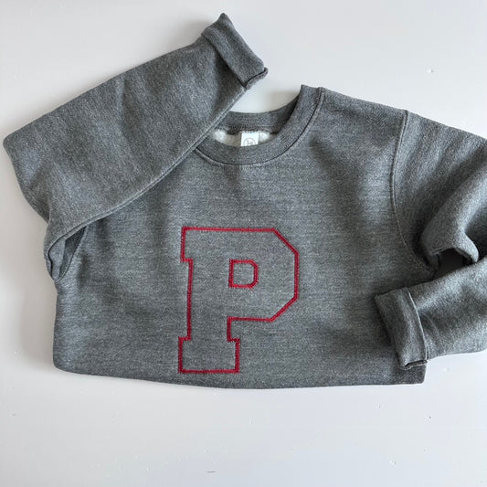 Toddler Crewneck Custom Embroidered Varsity Letter Initial Sweatshirt - Personalized -  Unisex Pullover - Boy Girl Kids Name Monogram