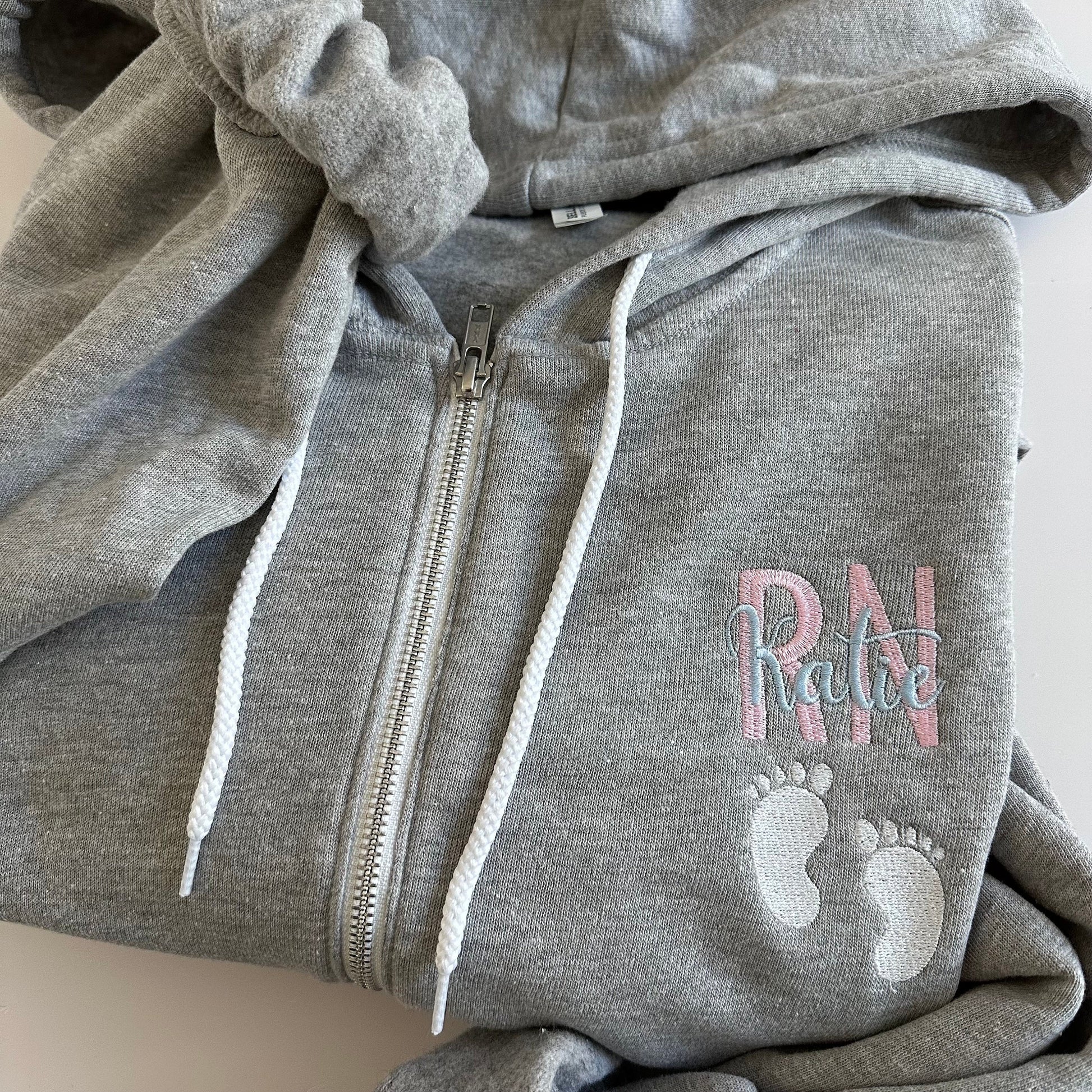 Bella Canvas Labor & Delivery Nurse Embroidered Zip Up Sweatshirt Hoodie - RN - Custom Personalized - Healthcare Worker BSN - Nurse Gift -