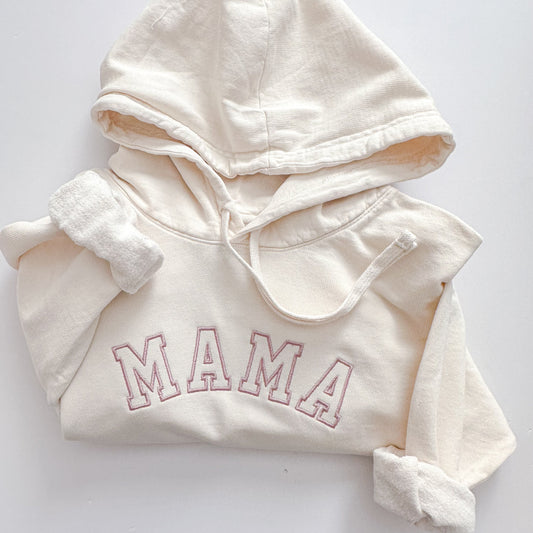 Embroidered Mama Sweatshirt - Comfort Colors Lightweight Hoodie - Embroidered Mom Gift - Pullover Sweater - Custom text -