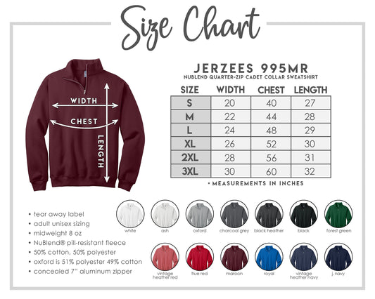 Personalized Embroidered Teacher Quarter Zip Pullover Sweatshirt - Personalized Teacher Gift - School Colors - Teacher Appreciation - Mrs