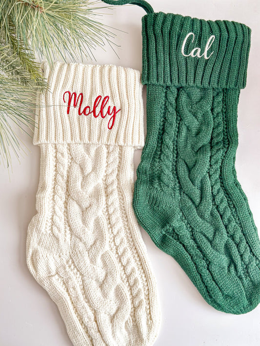 Personalized Embroidered Christmas Stocking - Knit Personalized Christmas Stocking for Kids -  Custom Name Stocking